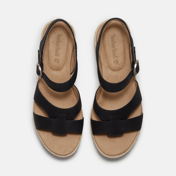 Timberland Santorini Sun Backstrap Sandal Black Full-Grain Women'S