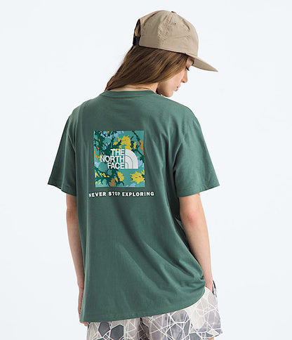 The North Face Women's Short-Sleeve Core Flower Power Box NSE Tee Duck Green Virtual Blue