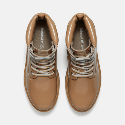 Timberland Stone Street 6-Inch Waterproof Platform Boot Beige Patent Leather Women'S