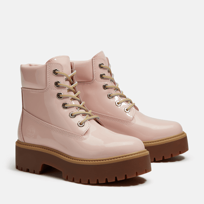 Timberland Stone Street 6-Inch Waterproof Platform Boot Light Pink Patent Leather Women'S