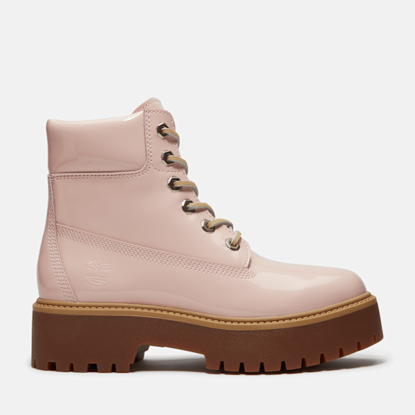 Timberland Stone Street 6-Inch Waterproof Platform Boot Light Pink Patent Leather Women'S