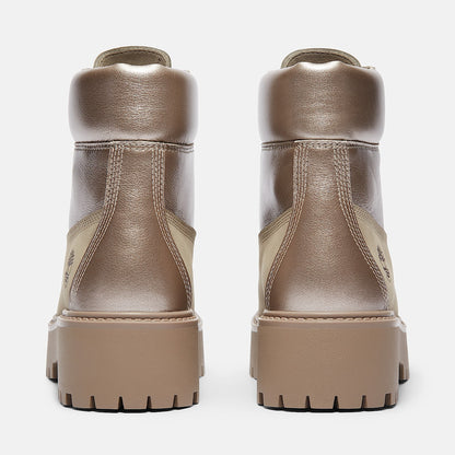 Timberland Women'S Stone Street 6-Inch Waterproof Platform Boot Grey Nubuck/Metallic Chrome