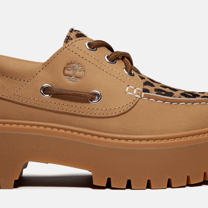 Timberland Stone Street Platform Boat Shoe Leopard Print/Beige Nubuck Women'S
