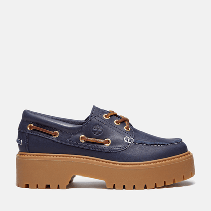 Timberland Stone Street Platform Boat Shoe Dark Blue Full-Grain Women'S
