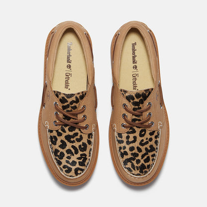 Timberland Women'S Stone Street Platform Boat Shoe Leopard Print/Beige Nubuck