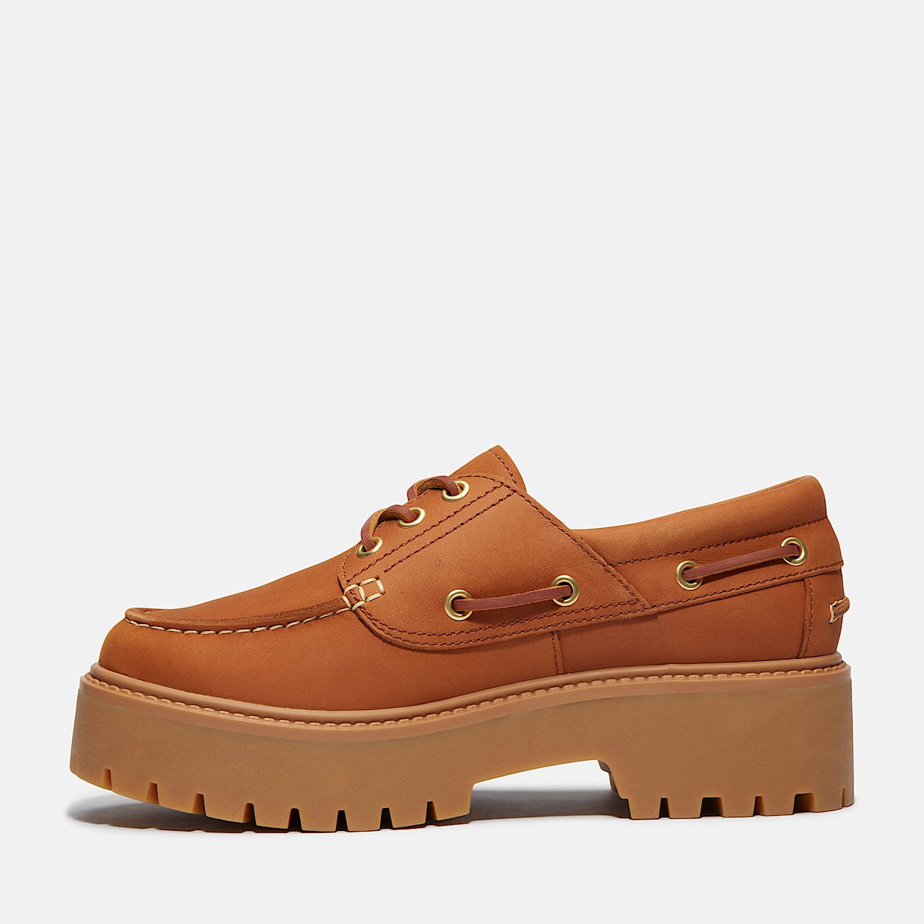 Timberland Women'S Stone Street Platform Boat Shoe Rust Nubuck