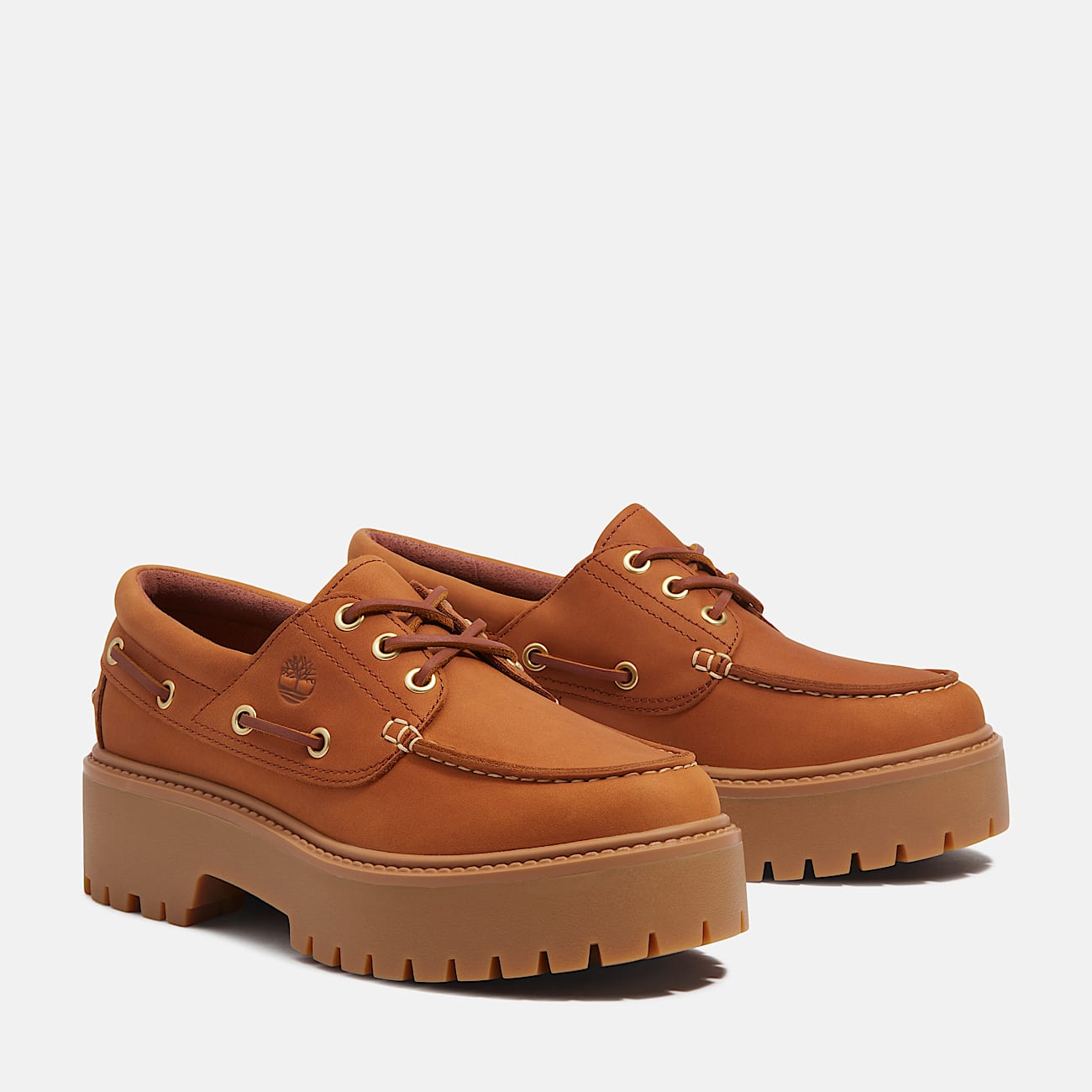 Timberland Women'S Stone Street Platform Boat Shoe Rust Nubuck