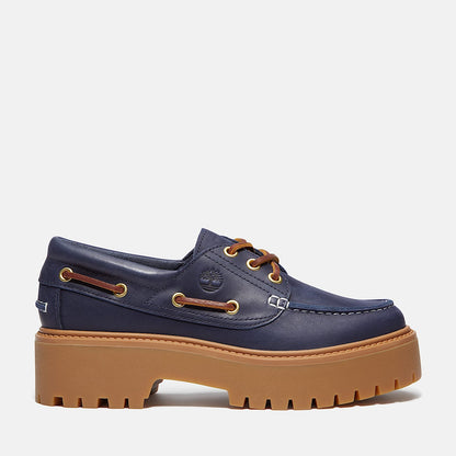 Timberland Women'S Stone Street Platform Boat Shoe Dark Blue Full-Grain