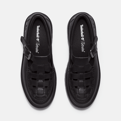 Timberland Stone Street Platform Buckle Shoe Black Full-Grain Women'S