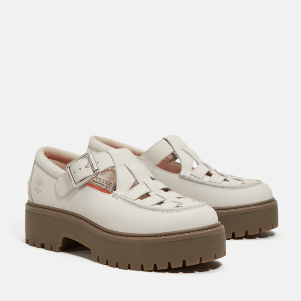 Timberland Stone Street Platform Buckle Shoe Natural Nubuck Women'S