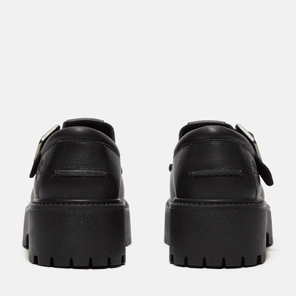 Timberland Stone Street Platform Buckle Shoe Black Full-Grain Women'S