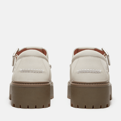 Timberland Stone Street Platform Buckle Shoe Natural Nubuck Women'S