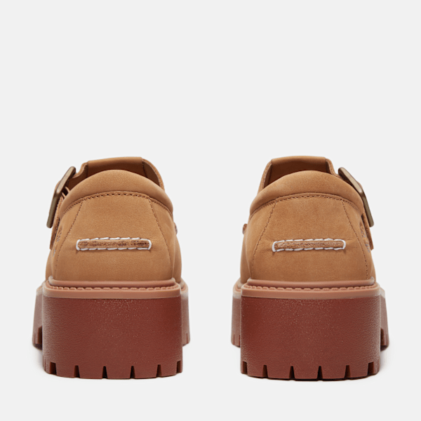 Timberland Stone Street Platform Buckle Shoe Medium Beige Nubuck Women'S