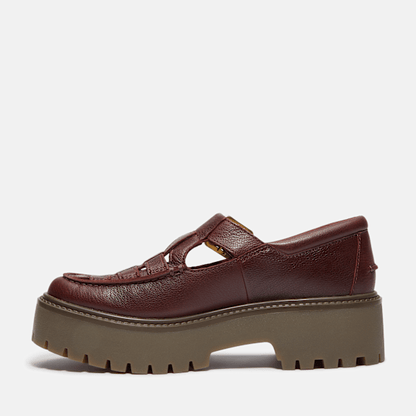 Timberland Stone Street Platform Buckle Shoe Burgundy Full-Grain Women'S