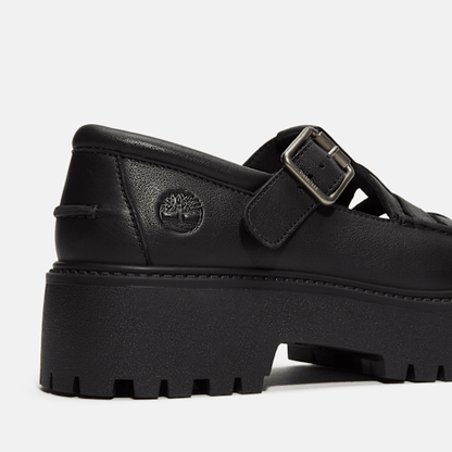 Timberland Stone Street Platform Buckle Shoe Black Full-Grain Women'S
