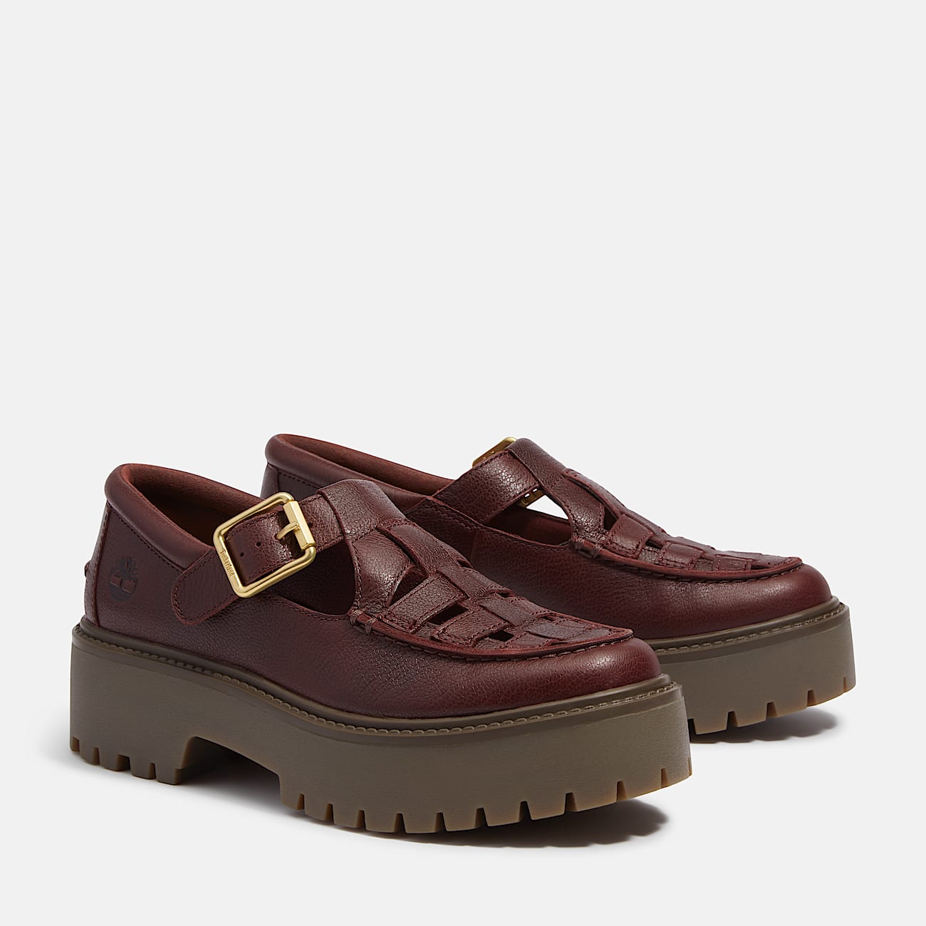 Timberland Women'S Stone Street Platform Buckle Shoe Burgundy Full-Grain