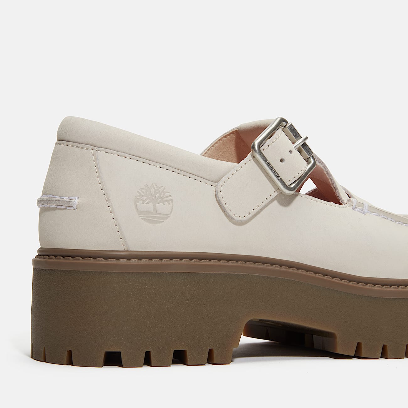 Timberland Women'S Stone Street Platform Buckle Shoe Natural Nubuck
