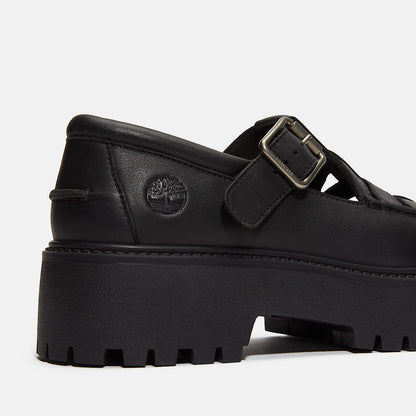 Timberland Women'S Stone Street Platform Buckle Shoe Black Full-Grain