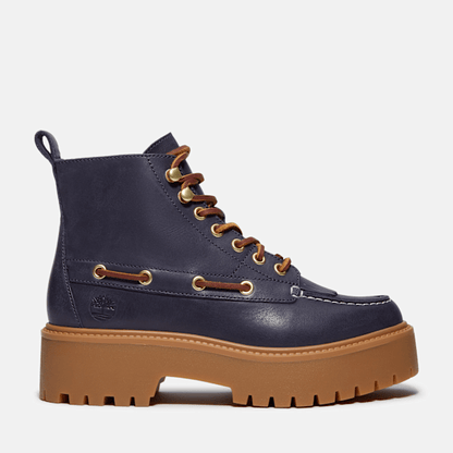 Timberland Womens Stone Street Platform Kiltie Boot Dark Blue Full-Grain