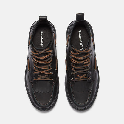 Timberland Womens Stone Street Platform Kiltie Boot Black Full-Grain