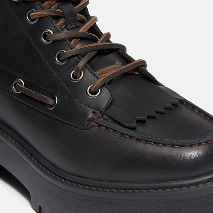 Timberland Womens Stone Street Platform Kiltie Boot Black Full-Grain