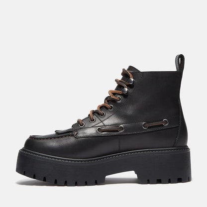 Timberland Womens Stone Street Platform Kiltie Boot Black Full-Grain