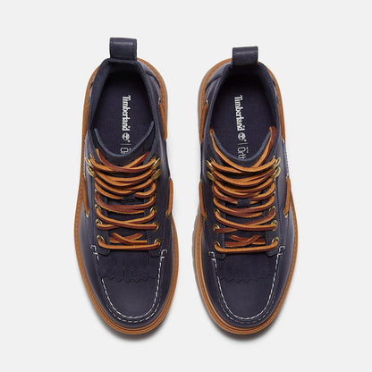 Timberland Womens Stone Street Platform Kiltie Boot Dark Blue Full-Grain