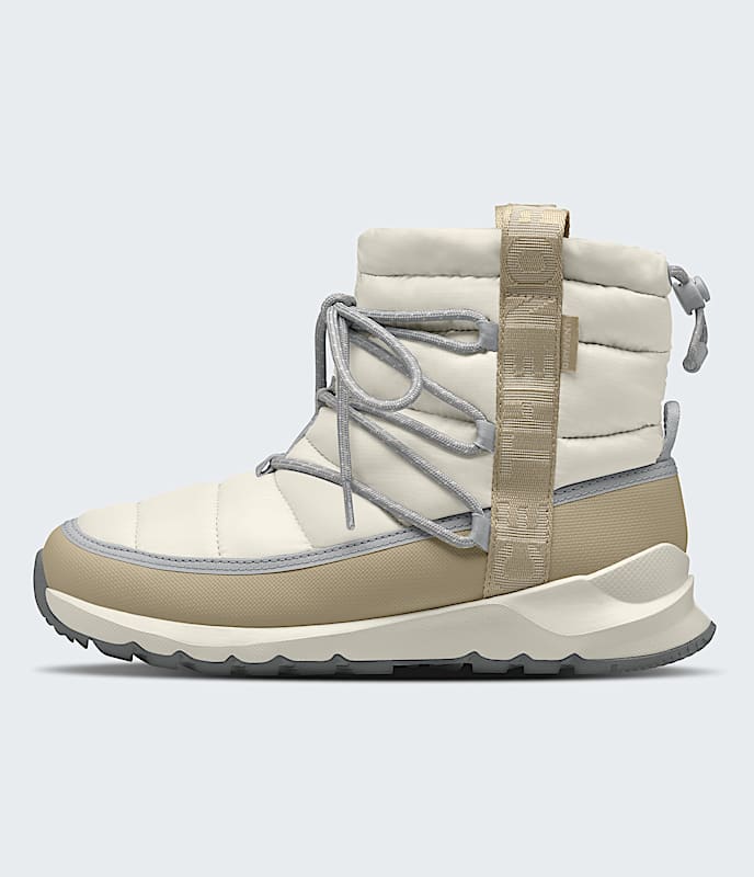 The North Face Womens Thermoball Lace Up Waterproof Boots Natural Crme Pentagonal Patch