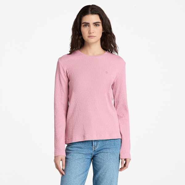 Timberland Long-Sleeve Waffle T-Shirt Dusty Rose Women'S