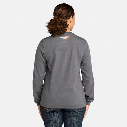 Timberland Pro Cotton Core Flame-Resistant Long-Sleeve T-Shirt Charcoal Women'S