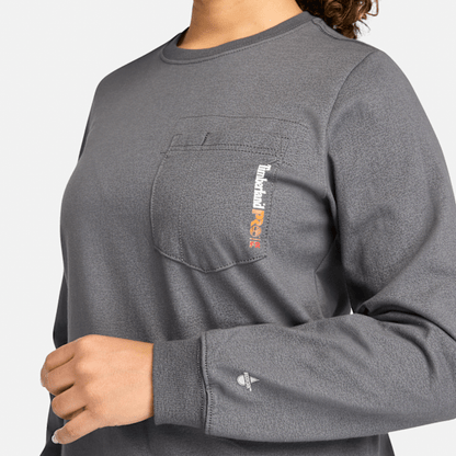 Timberland Pro Cotton Core Flame-Resistant Long-Sleeve T-Shirt Charcoal Women'S