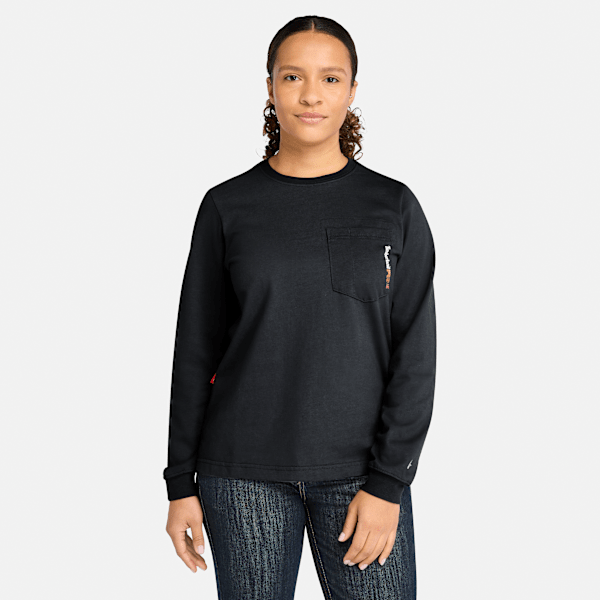 Timberland Pro Cotton Core Flame-Resistant Long-Sleeve T-Shirt Black Women'S