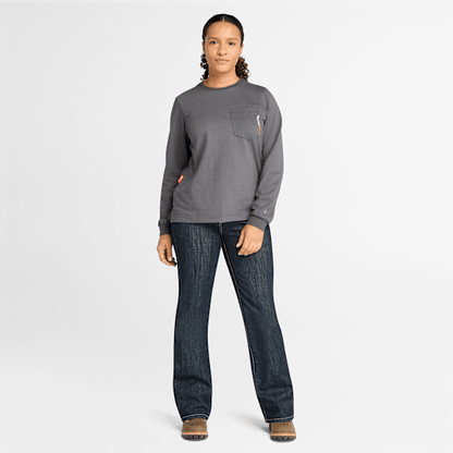 Timberland Pro Cotton Core Flame-Resistant Long-Sleeve T-Shirt Charcoal Women'S
