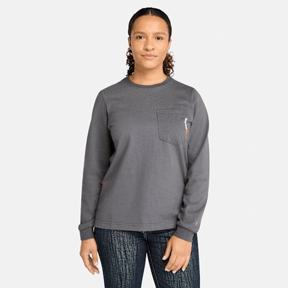 Timberland Pro Cotton Core Flame-Resistant Long-Sleeve T-Shirt Charcoal Women'S
