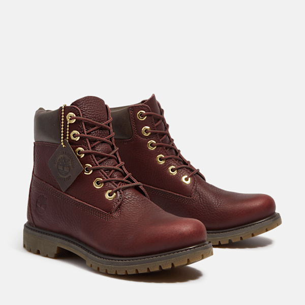 Timberland Premium 6-Inch Waterproof Boot Burgundy Full-Grain/Dark Brown Women'S
