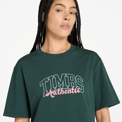 Timberland Varsity Graphic Short-Sleeve T-Shirt Dark Forest Green Women'S