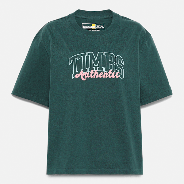 Timberland Varsity Graphic Short-Sleeve T-Shirt Dark Forest Green Women'S