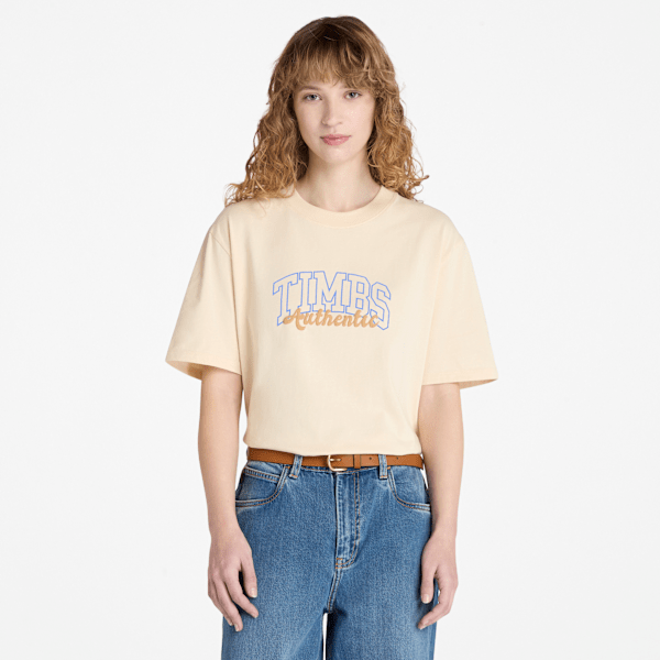 Timberland Varsity Graphic Short-Sleeve T-Shirt Light Beige Women'S