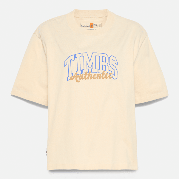 Timberland Varsity Graphic Short-Sleeve T-Shirt Light Beige Women'S