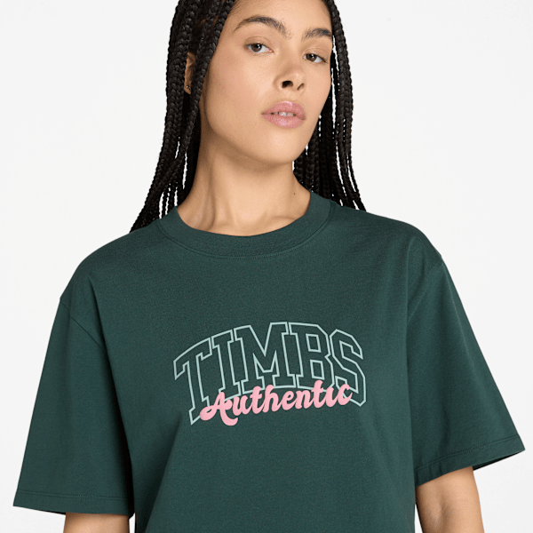 Timberland Varsity Graphic Short-Sleeve T-Shirt Dark Forest Green Women'S