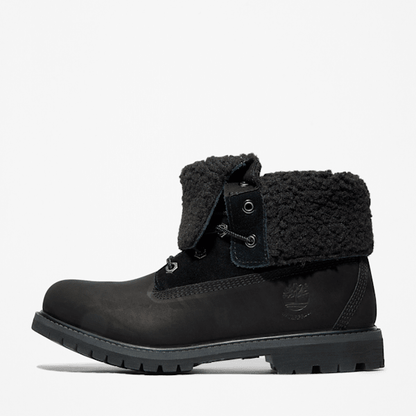 Timberland Warm-Lined Waterproof Roll-Top Boot Black Nubuck Women'S