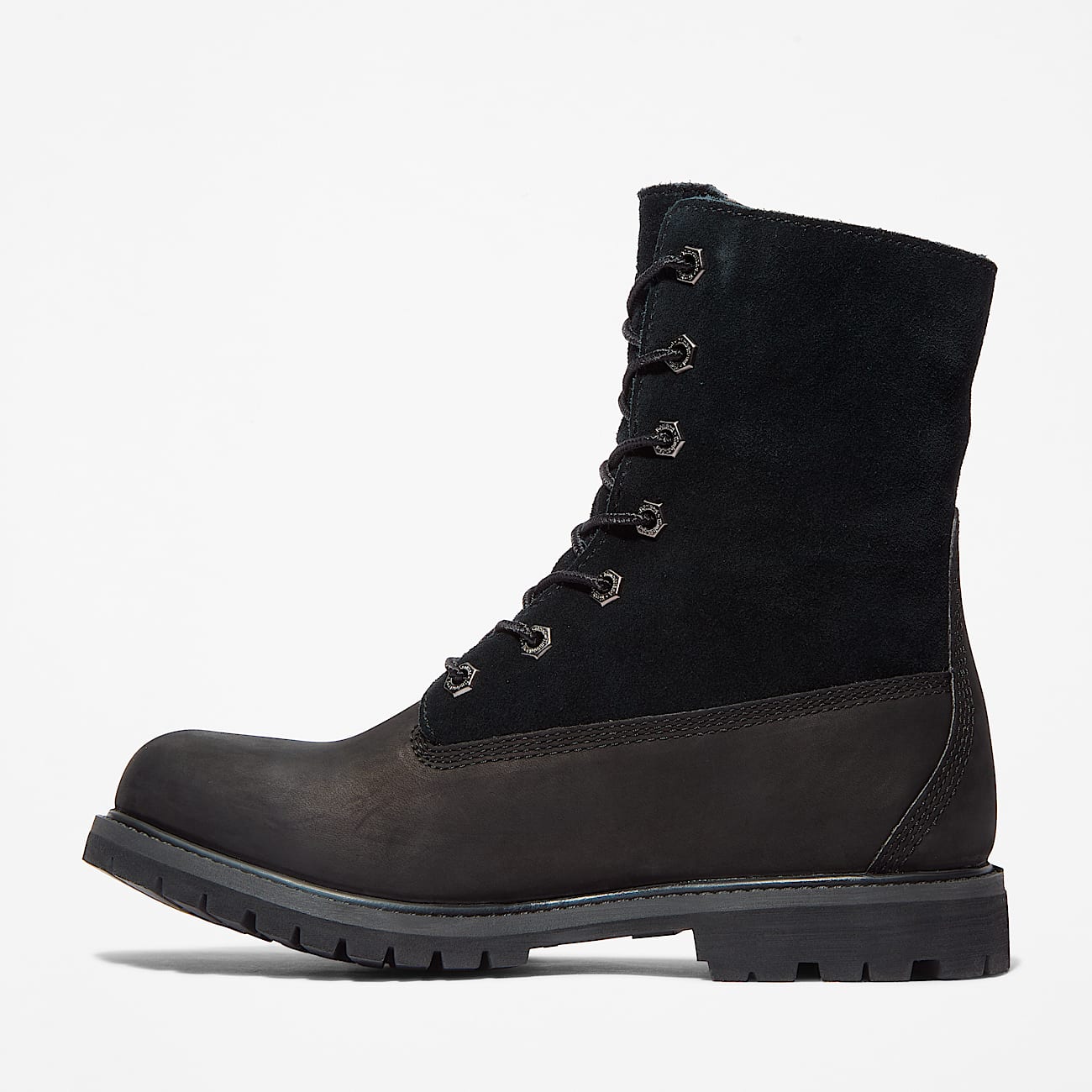 Timberland Women'S Timberland Warm-Lined Waterproof Roll-Top Boot Black Nubuck