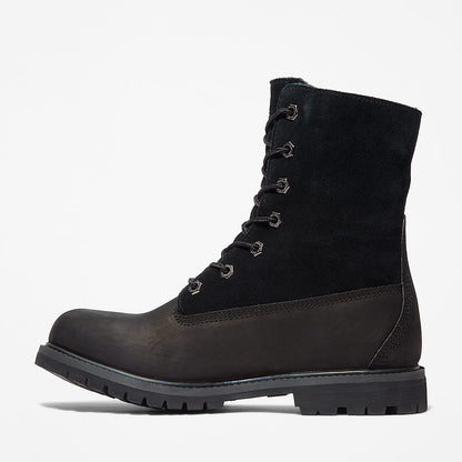 Timberland Women'S Timberland Warm-Lined Waterproof Roll-Top Boot Black Nubuck