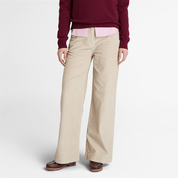 Timberland Washed Corduroy Wide-Leg Pant Beige Women'S
