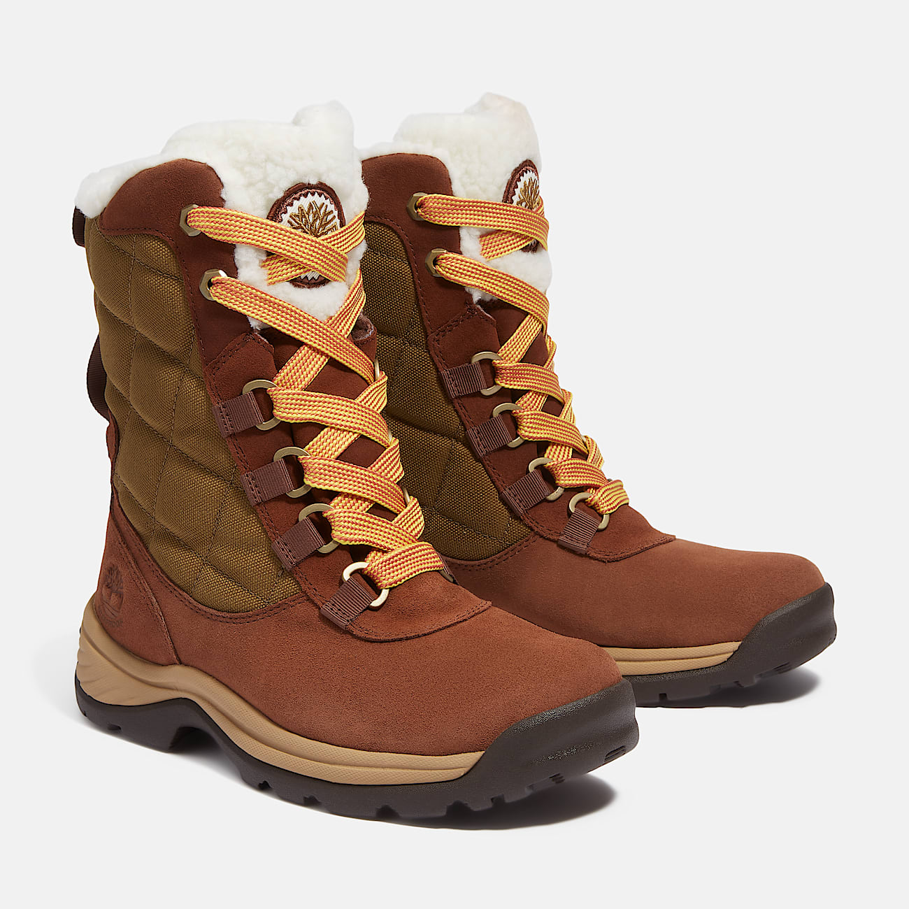 Timberland Women'S White Ledge Tall Waterproof Snow Boot Medium Brown Suede