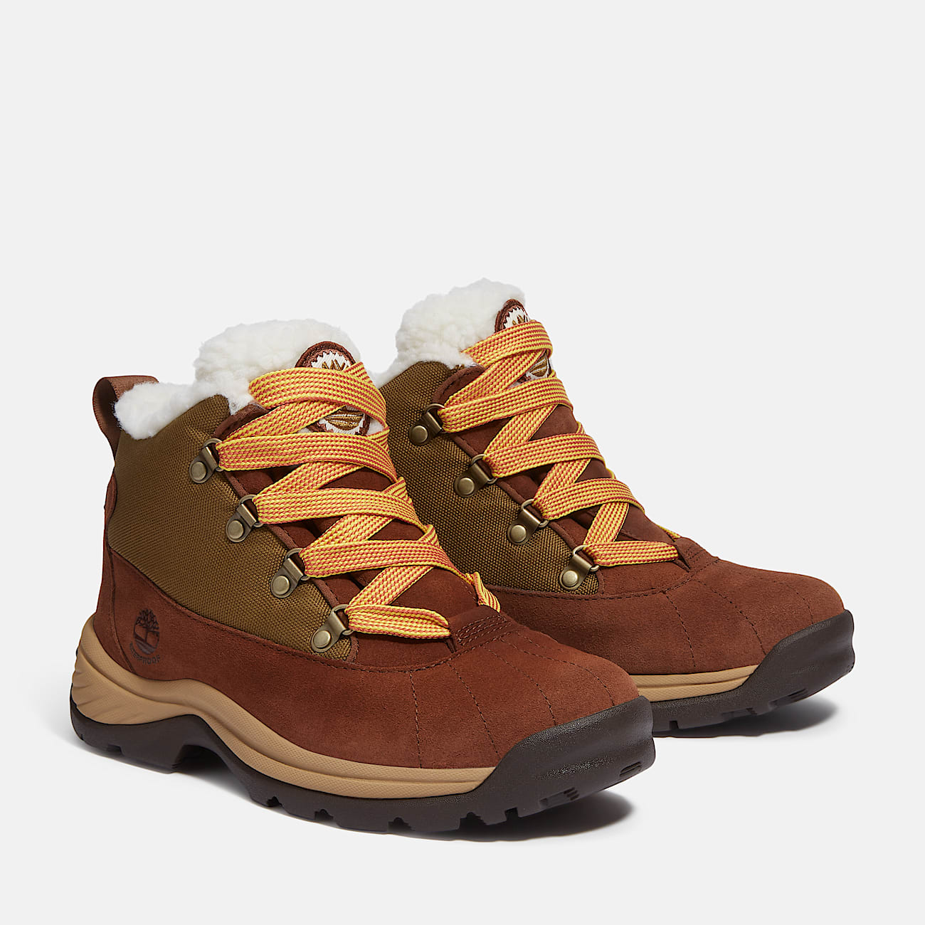 Timberland Women'S White Ledge Waterproof Snow Boot Brown Suede/Gold