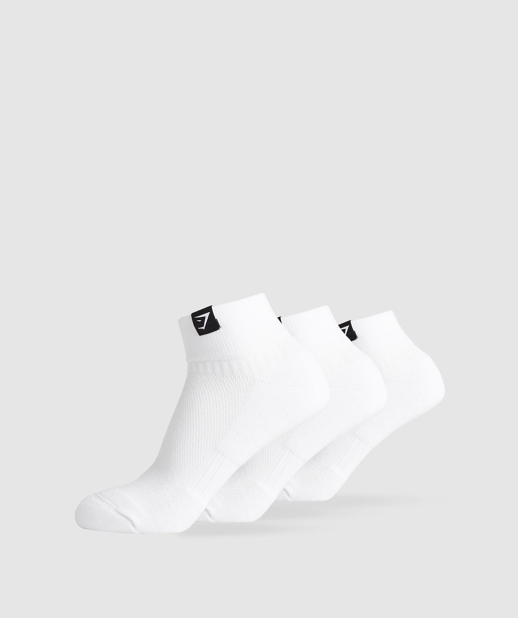 Women's Gymshark Woven Tab Quarter Socks 3Pk White
