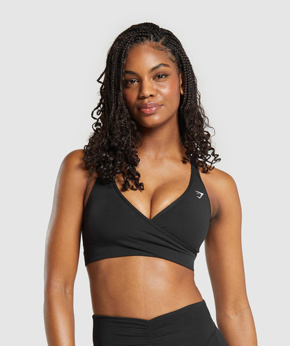 Women's Gymshark Wrap Sports Bra Black