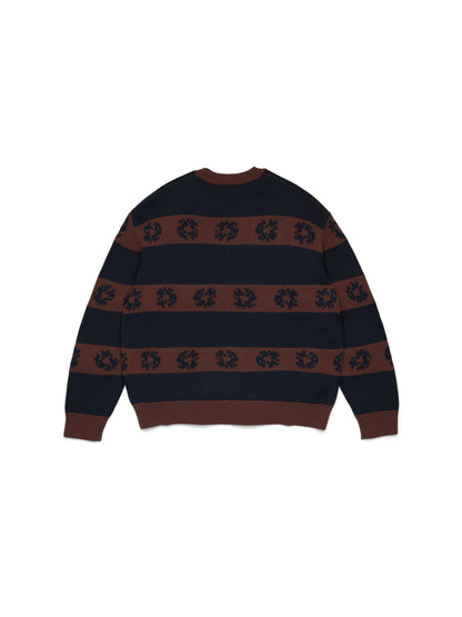 Denim Tears Cotton Wreath Striped Sweater Navy / Brown