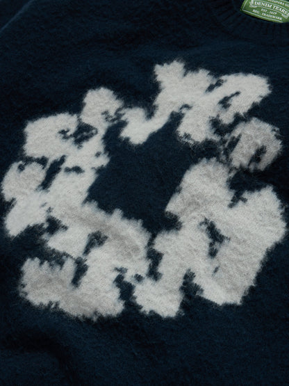 Denim Tears Pilled Cotton Wreath Sweater Navy